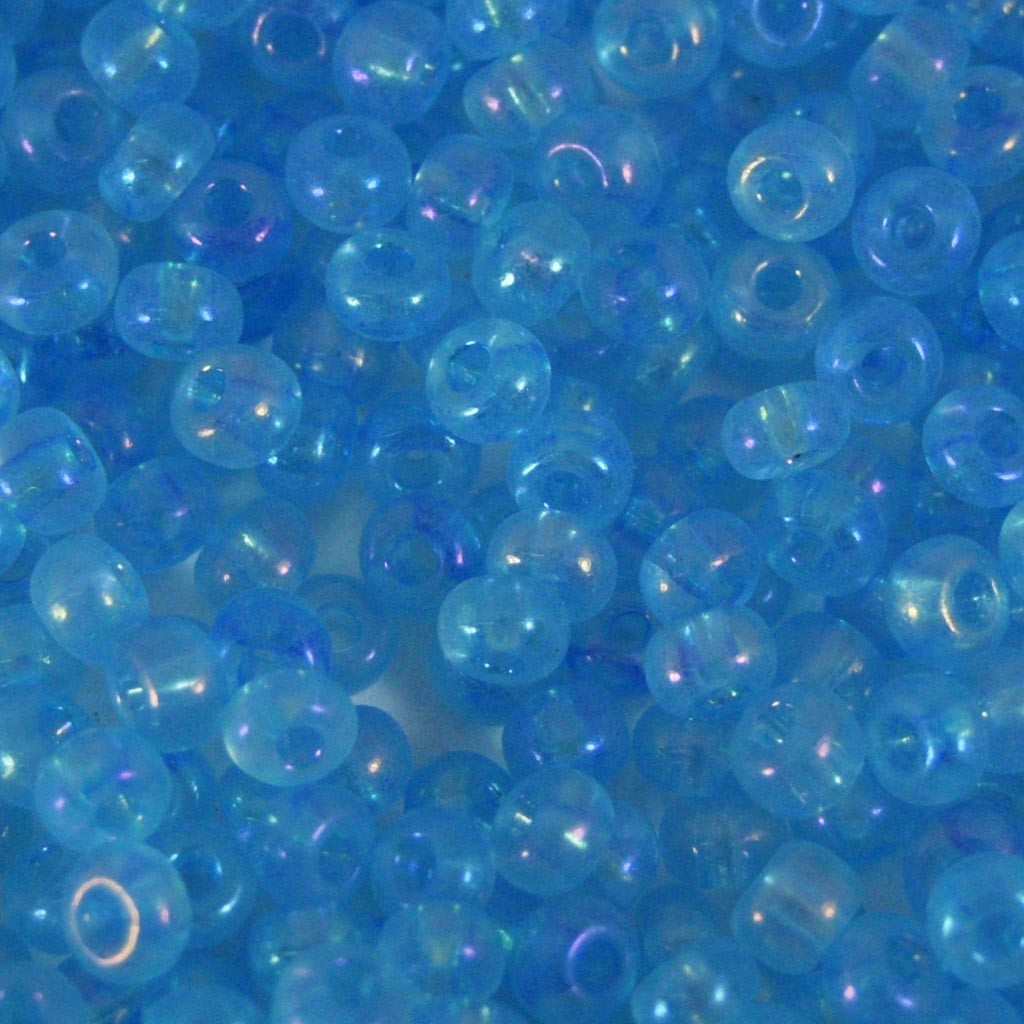 Miçanga 6/0= 4,1 mm Transparente Pintado Irizado Azul Preciosa / Jablonex