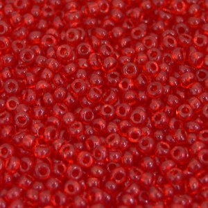 Miçanga 9/0 = 2,6 mm Transparente Especial Vermelho Preciosa/ Jablonex