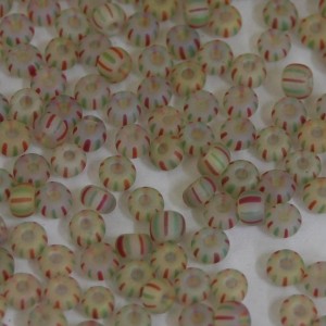 Miçanga 6/0= 4,1 mm  Rajada Matizada Verde/Vermelho Preciosa / Jablonex