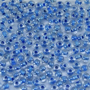 Miçanga 9/0= 2,6 mm Lined Cristal/ Azul Preciosa / Jablonex