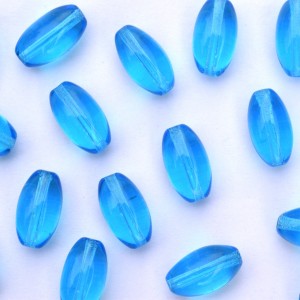 Enfeite Murano de Vidro Transparente Tcheco Azeitona 12 x 7 mm Azul 711782