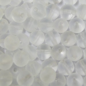 Conta de vidro Transparente Fosca Branca/ Cristal 6 mm 708877